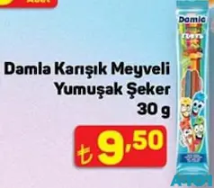 DAMLA KARIŞIK MEYVELİ YUMUŞAK ŞEKER 30 G fiyat ve kampanya bilgisi